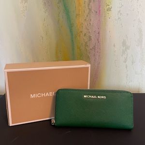 Michael Kors green leather wallet